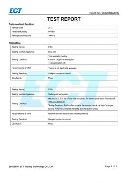 EK IP66 VIZSGÁLATI Tanúsítvány